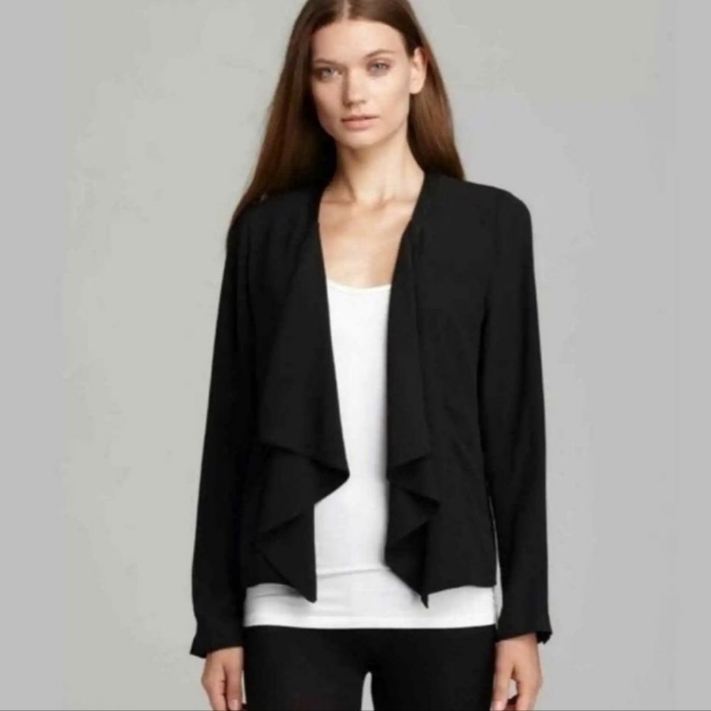 Eileen Fisher Black Silk Drape Front Blazer size 1X